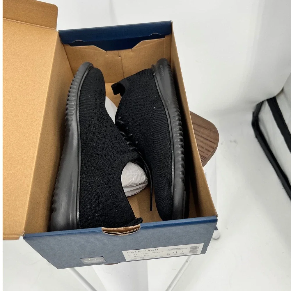 Cole Haan 2.Zerogrand Stitchlite Wingtip Oxford Black Knit Mens 11 NWT